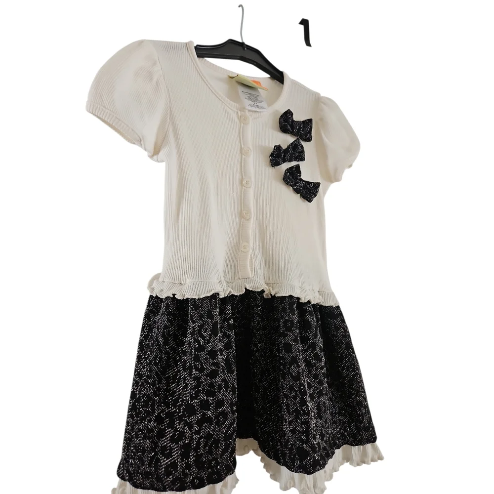 Penelope Mack Skater Dress 2T Bows Ruffle Short Sleeves